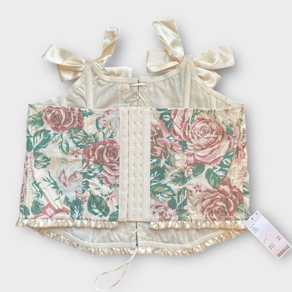 Urban Outfitters Floral Romantic Corset Bow Top Large NWT - Picture 2 of 5